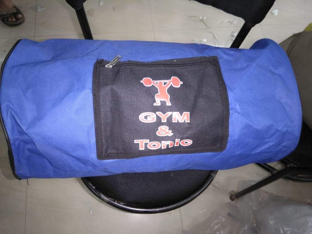Mangalmurti Handicrafts Polyester Round Duffel Gym Bag (Blue, Medium)