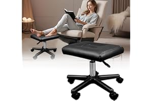 Lilvduybz Mobile Footrest with Wheels, Ergonomic Rolling Footstool, Height Adjustable Computer Desk Stool with Thick Padding,
