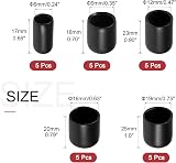 Sourcing Map 25Pcs Round End Caps 6mm 9mm 12mm 16mm 19mm Black Vinyl Kit view 2