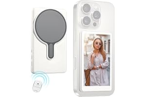 AFFLAT Magnetic Phone Vlog Selfie Monitor Screen,1080P Wireless Recording,Back Camera Selfie Monitor with Bluetooth Remote Control,for Selfie Vlog Live Broadcast,Compatible with iPhone and Android System