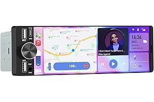 Pyniro Single Din Car Stereo with 6.36" IPS Touchscreen, Wireless CarPlay & Android Auto, Backup Camera, Bluetooth, External 