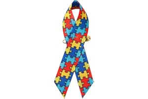 SIMISI RIBBON 200 Pieces Autism Awareness Ribbons with Safety Pins Grosgrain Ribbon 1.4 * 3 inch