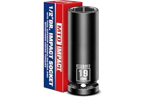 MTO 1/2" Drive 19mm Deep Impact Socket, 6-Point Metric Socket for Automotive Maintaince, CR-V Steel Meets ANSI Standards