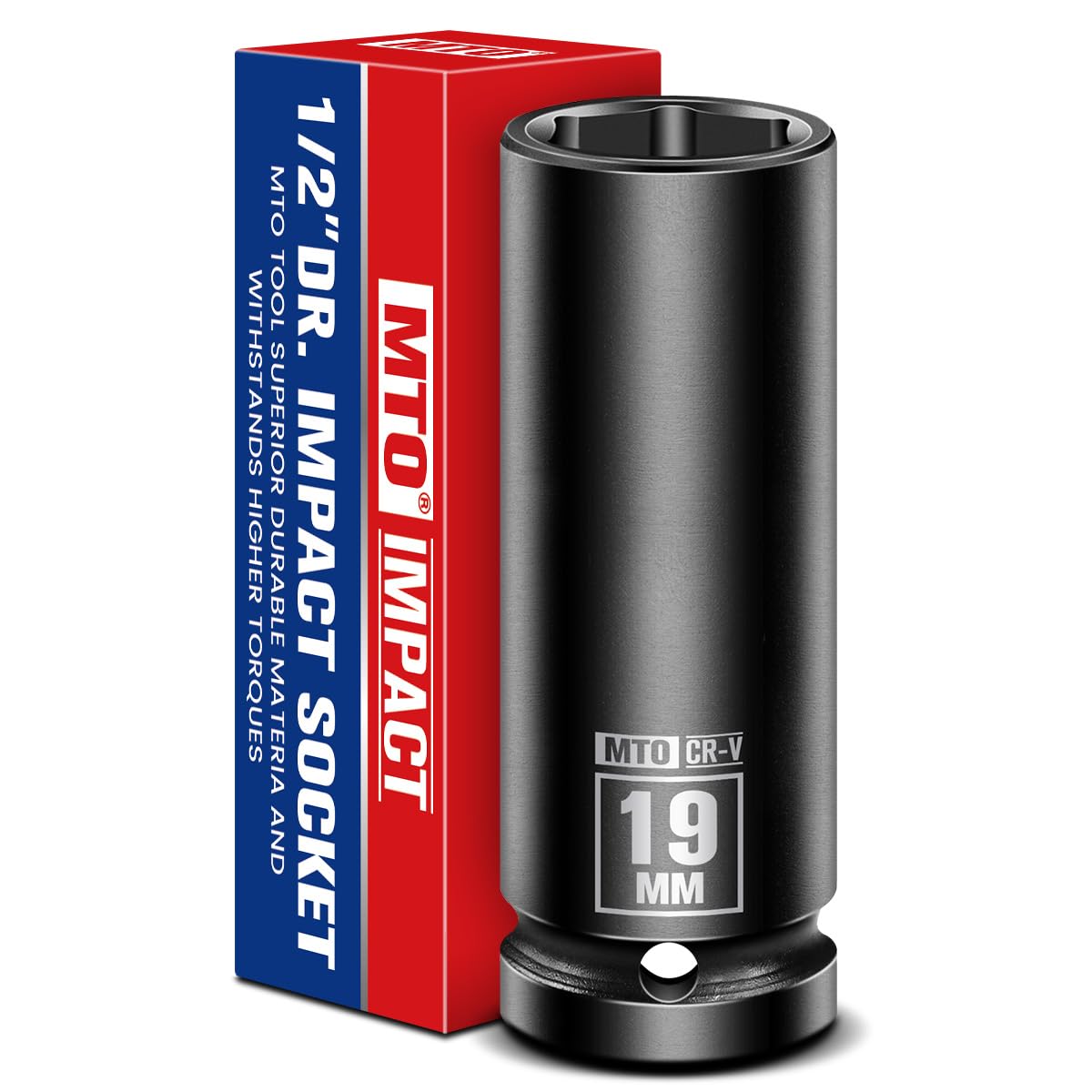 Photo 1 of MTO 1/2" Drive 19mm Deep Impact Socket, 6-Point Metric Socket for Automotive Maintaince, CR-V Steel Meets ANSI Standards