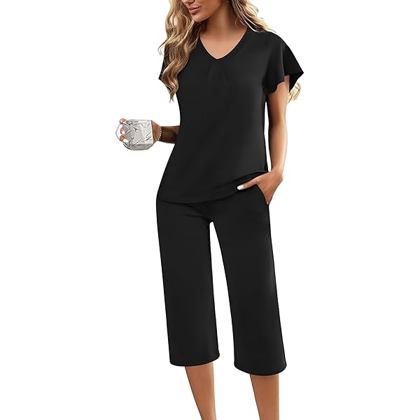 Pyjama Femme Pieces GERsome Women's Capri Pajama Sets Plus Size