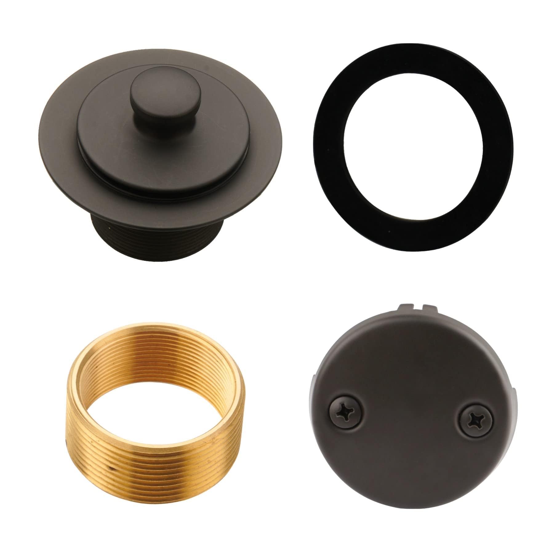 Photo 1 of Bronze Tub Drain Lift &Turn Tub Trim Set with Two-Hole Overflow Faceplate Conversion Kit Assembly, Hidrop Bathtub Drain Replacement Trim Kit and Universal Fine/Coarse Thread, Oil Rubbed Bronze