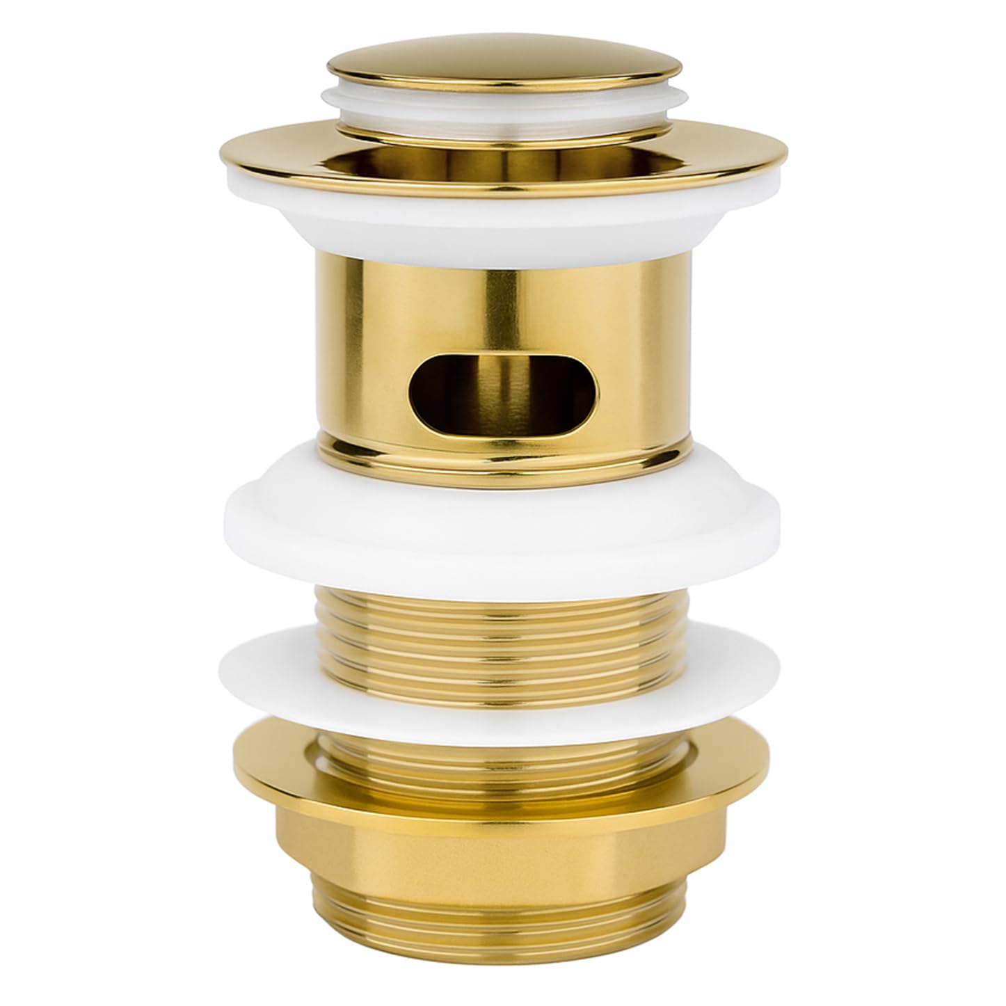 Xcel Home Slotted Gold Replacement Click Clack Basin Waste | Quality Brass Pop-Up Bathroom Sink Plug | Standard G 1 1/4" BSP Connection | 1 pc