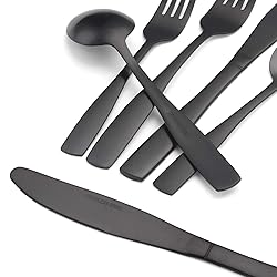 Matte Black Silverware Set, Satin Finish 20-Piece