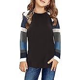 Ecokauer Girls Casual Long Sleeve Shirts Knot Front Tunic Tops Tees Blouses for Children Fashion Clothes