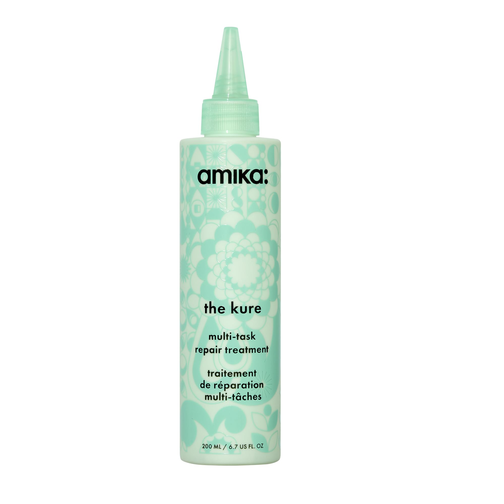 amika the kure multi-task strength hair treatment - bond fortifying in-shower or leave-in hair mask - helps reduces breakage + strengthens damaged + chemically-treated strands (200 ml)