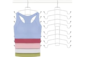 TOPIA HANGER 2 Pack Tank Top Hanger, 8 Layers Bra Hanger Space Saving, Sport Yoga Bras Holder, Closet Organizers and Storage for Camisoles Tank Tops Sports Yoga Bras Swimsuits, Silver CT79B