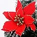 Zabrina 12 Pcs 13cm Christmas Tree Decorative Silk Flower Gold Poinsettia Bush and Red Poinsettia Bush Artificial Flowers Red Glitter Poinsettia Christmas Tree Ornaments, Red
