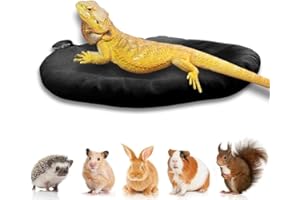 FORZENA Bearded Dragon Bed with Suction Cup Soft Sleep Cushion Mat Washable for Travel Reptile Tank Pad Small Animal Carrier for Lizard Leopard Gecko Hamster Rat Bunny (Black)