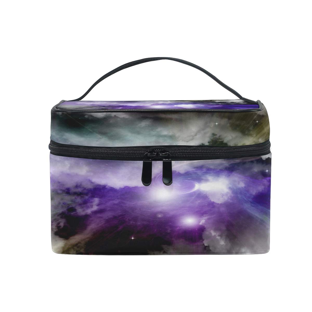 Cosmetic Bag Planet And Blue Galaxy Makeup Bag Travel Toiletry Bag Cosmetic Train Case Make-Up Tote Organizer Box Storage With Mesh Bag Brush Holder for Women Kids Girls Men