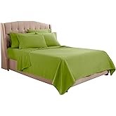 Clara Clark Bed Sheets, Premier 1800 Series Bed Sheet Set with Extra Set Pillowcases, Deep Pocket Fitted Sheet, Luxury Soft Bedding Sheets & Pillowcases, Flex-Top King, Calla Green