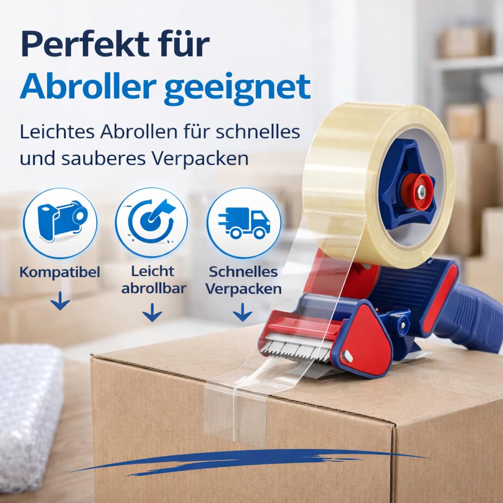 toolmate 6x Klebeband transparent 66 m – extra stark & leise – Packband/Paketband/Verpackungsband für Pakete & Kartons – geeignet für Abroller (6) 4