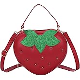 KUANG! Cute Strawberry Purse Heart Shaped Shoulder Bag Girls Fashion Handbag Crossbody Fruit Bag
