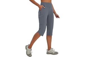 baleaf Women's 17'' Capri Pants Lighweight Cargo Capris Quick Dry Zipper Pockets Hiking Biking Casual Outdoor