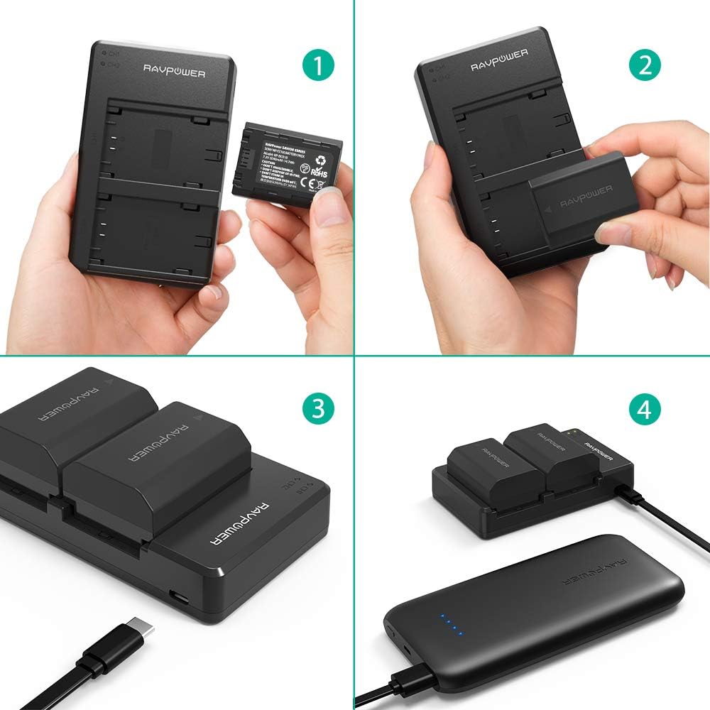 NP-FZ100 RAVPower [Upgraded] Camera Batteries Charger Set for Firmware 2.0 Sony Alpha A7 III Battery A7R III A9 Alpha 9 A7R3 a6600 a7R IV Alpha a9 II Alpha 9R A9R Alpha 9S (2-Pack, 2040mAh) : Camera & Photo
