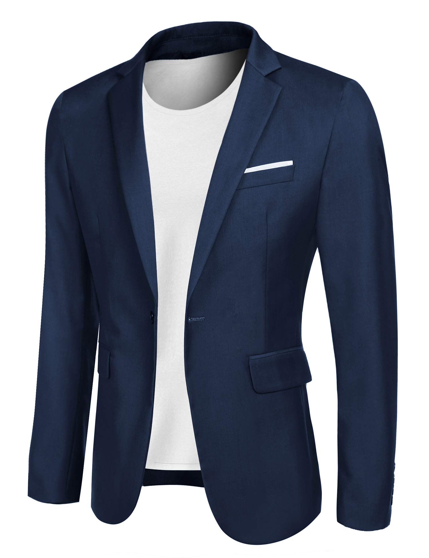 MAXMODA Men's Jacket Sporty Men's Blazer Slim Fit Jacket Leisure 1 Button Suit Jacket for Men, blue, S