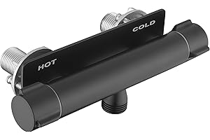 INKFONTS RV Shower Faucet Valve, All Metal Camper Shower Faucet, Matte Black 4” RV Shower Replacement Valve Diverter for Indoor and Outdoor Shower