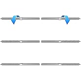Steel DN Mate T316 Stainless Steel Right&Left Handed Thread Swage Lag Screws for Wood Post of 1/8" Cable Railing Kit, 6 Pack Deck Railing Hardware/Stair Deck Railing, DIY Wood Baluster Kit DM03