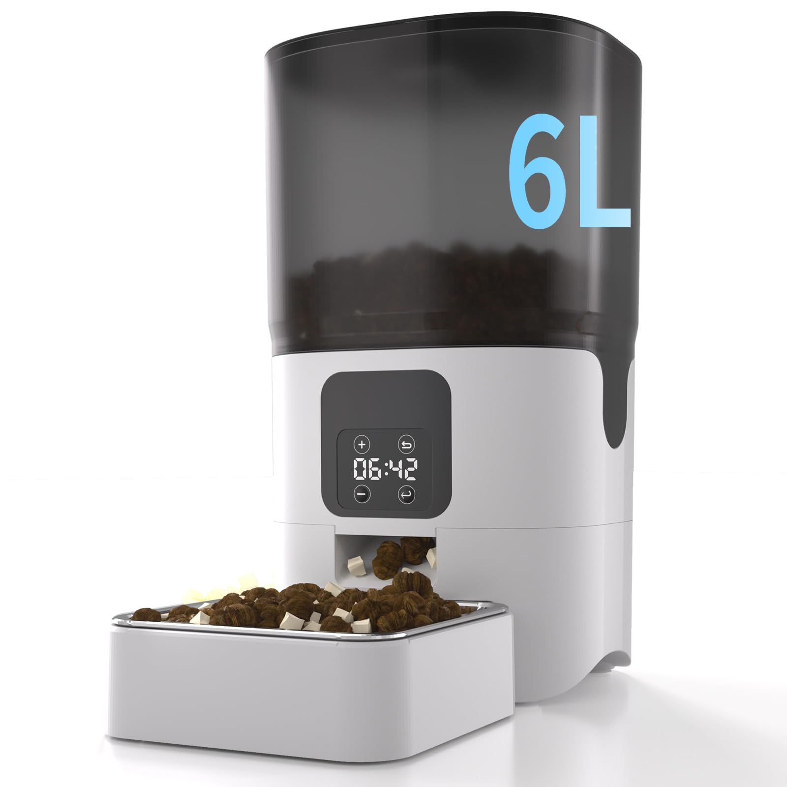 Photo 1 of PAPIFEED 6L Automatic Cat & Small Dog Feeder - Programmable Pet Feeder with 36 Daily Meals, Detachable Stainless Steel Bowl, 25 Cup Capacity Smart Food Dispenser for Easy Cleaning