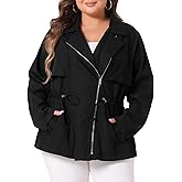 Agnes Orinda Plus Size Anorak Jackets for Women Drawstring Waist Trench Coat Utility Jacket with Pockets