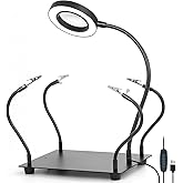 NZQXJXZ Helping Hands Soldering Station with 3X Magnifying Glass and Light | Soldering Holder Metal Circuit Board Holder 4 Flexible Metal Arms Magnetic Helping Hand for Soldering, Assembly, Repair