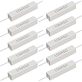 Skweawert Cement Resistor, 10PCS 10W 4 Ohm 5% Axial Lead Wire Resistor White Wound Fixed Ceramic Resistors Wirewound Power Re