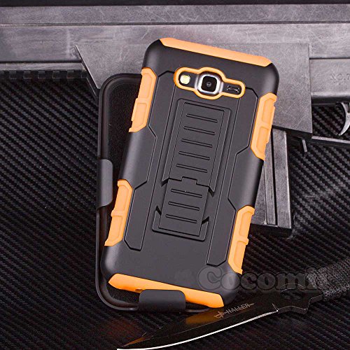 Galaxy J7 Case, Cocomii Robot Armor NEW [Heavy Duty] Premium Belt Clip Holster Kickstand Shockproof Hard Bumper Shell [Military Defender] Full Body Dual Layer Rugged Cover Samsung (Orange)