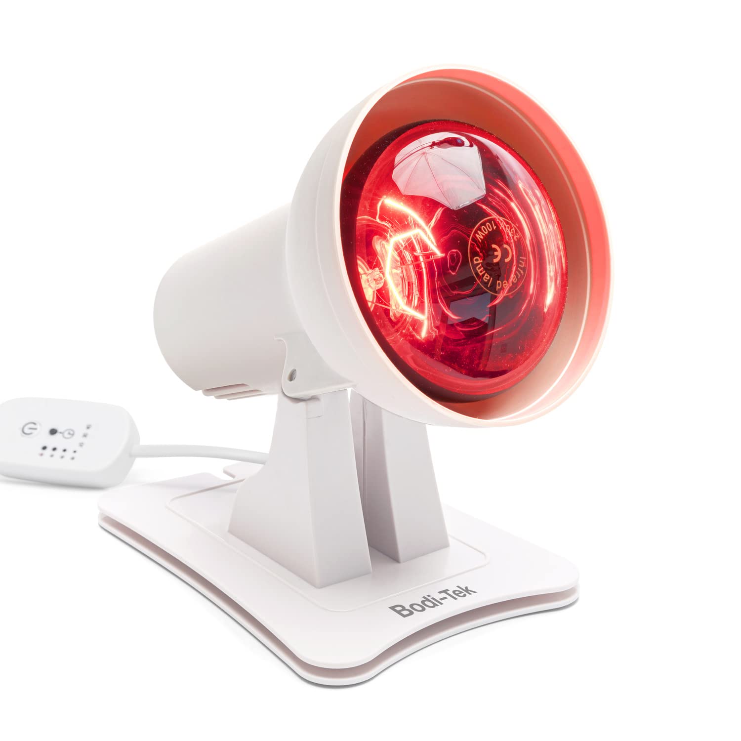 Bodi-Tek Infrared Health Heat Lamp with 150W Shatterproof Bulb for Deep Penetrating Soothing Heat, Helps Ease Muscle Aches & Joint Stiffness, Timer & Heat Level Settings
