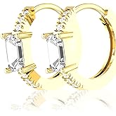 Belinda Jewelz 10k Solid Gold Hoop Earrings Natural Stones Round Cut Birthstone Women’s Cuff Hoop Gemstone Earrings Hypoallergenic, Lightweight Fine Jewelry Gift Fashion Accessory