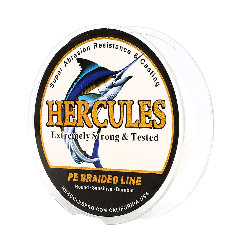 Hercules Super Cast 100M 109 Yards Braided Fishing Line 80 LB Test for Saltwater Freshwater PE Braid Fish Lines Superline 8 Strands - White, 80LB (36.3KG), 0.48MM — image 1