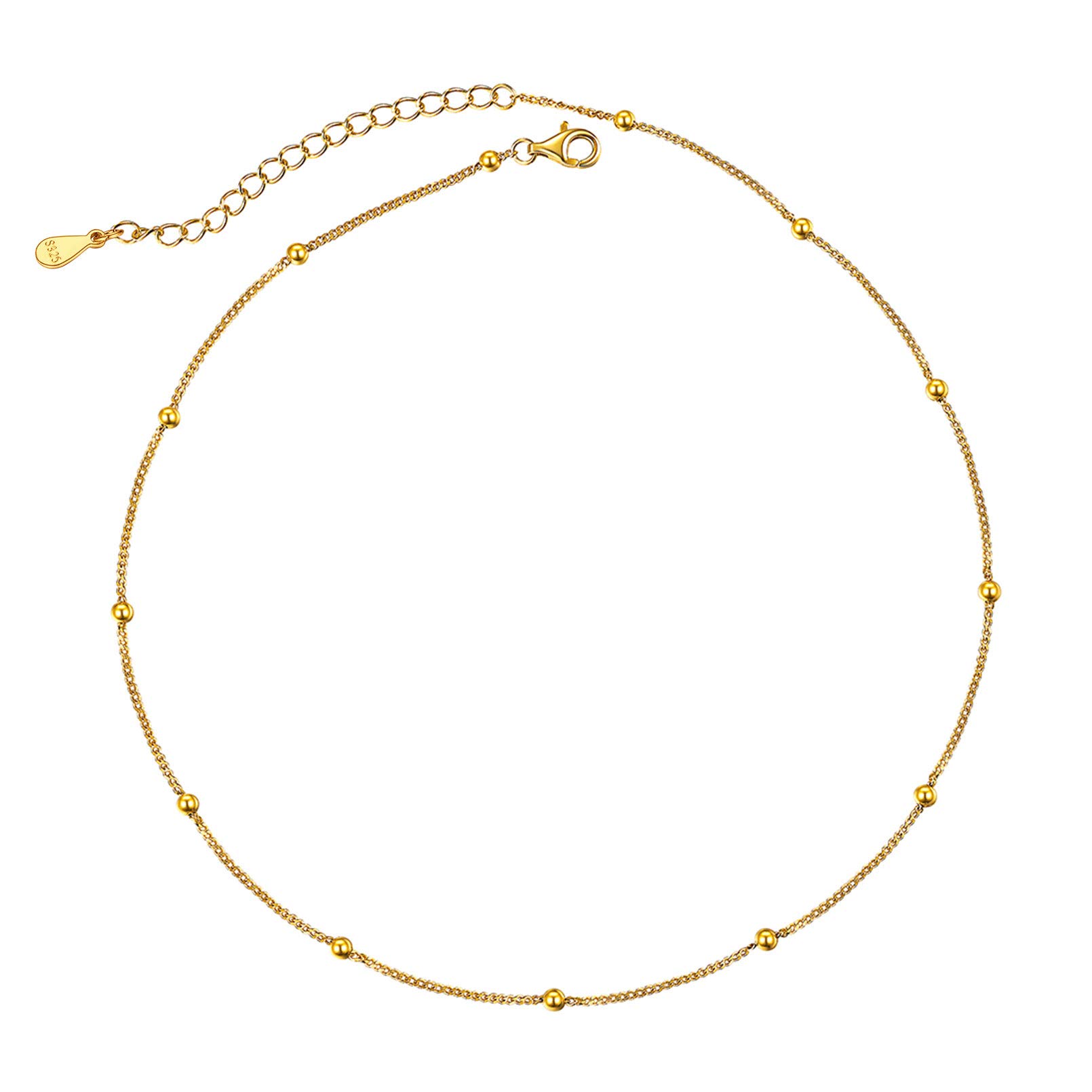 ChicSilver Gold Plated Link Bead Chain Choker Collar Necklace Clavicle Short Necklace for Women Fashion Jewelry