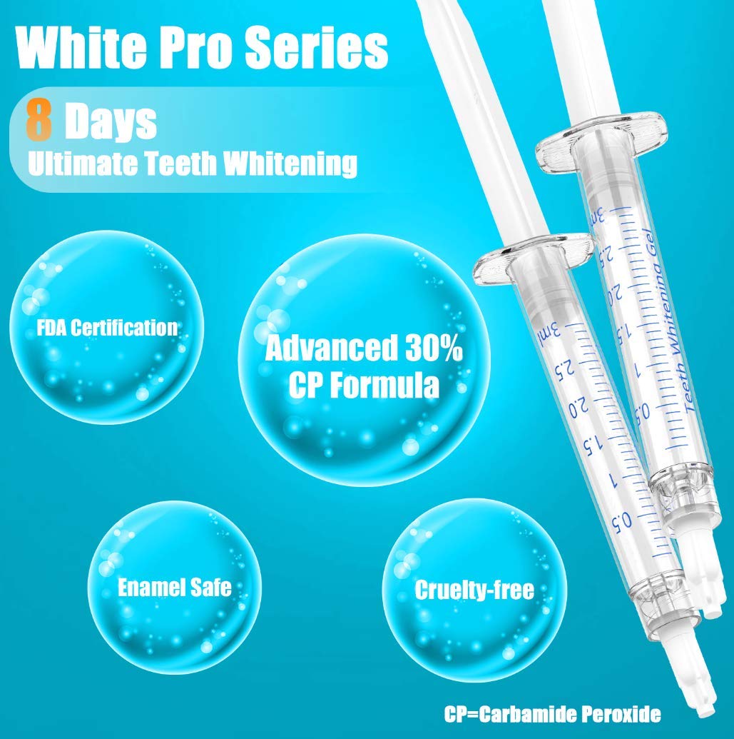 Neitra Teeth Whitening Kit with LED Light, (4Pcs) 3ml 30% Carbamide Peroxide Teeth Whitening Gel, Teeth Whitening Result in 1 Use, 5X LED Accelerator, No Sensitivity Teeth Whitener(White Pro Series): Beauty