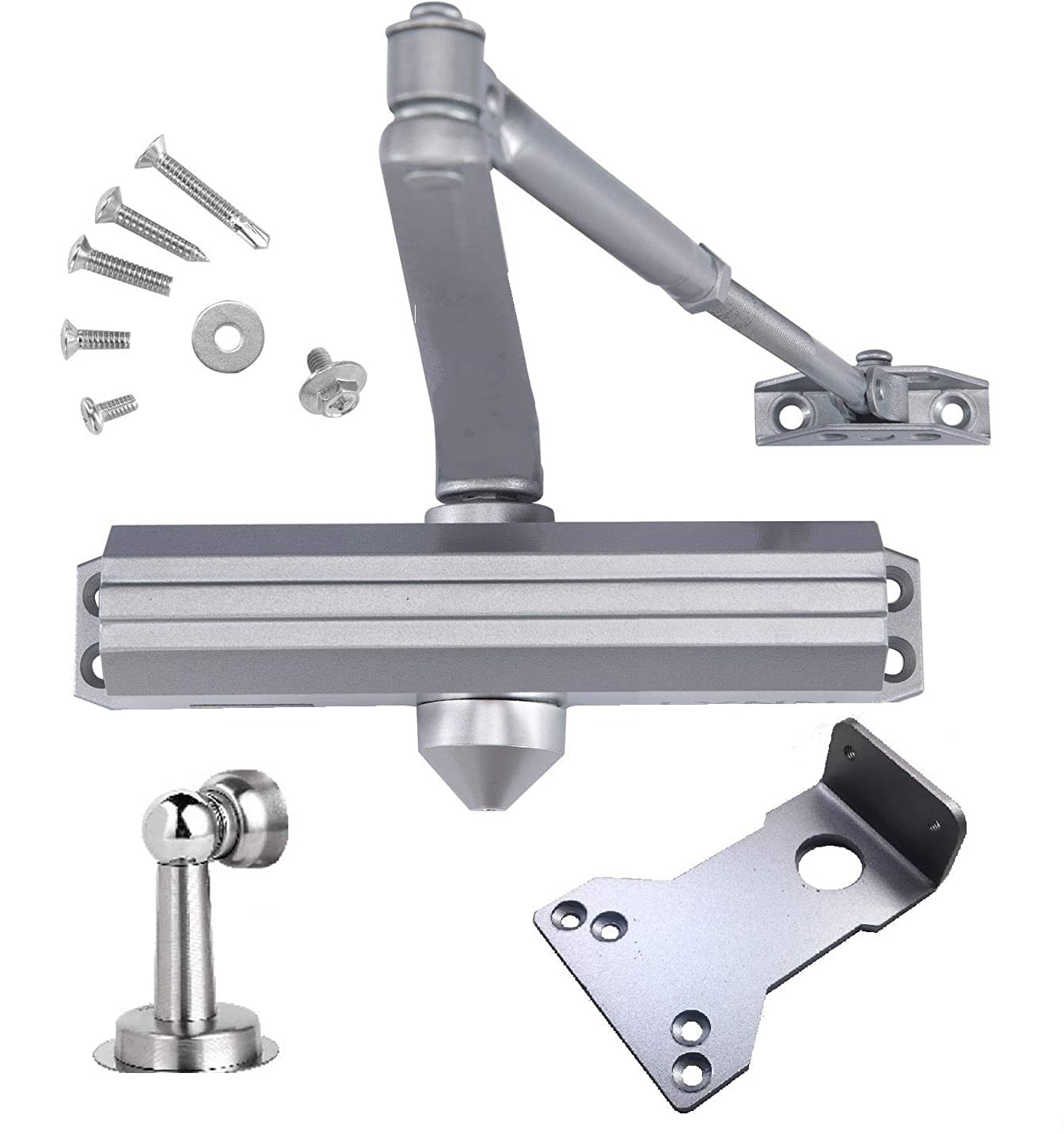 Photo 1 of Automatic Door Closer for Residential and Commercial Light-Medium Doors by FLORADIS. Hydraulic Adjustable Auto Closer with Hold Open Mechanism and Parallel Plate. Bonus Magnetic Door Stopper
