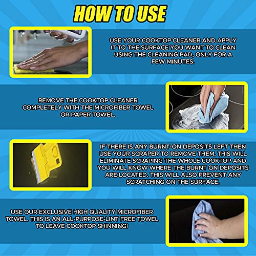 Cerama Bryte Cooktop Cleaning Supplies Bundle Includes18 Oz Glass Ceramic Cooktop Cleaner, 10