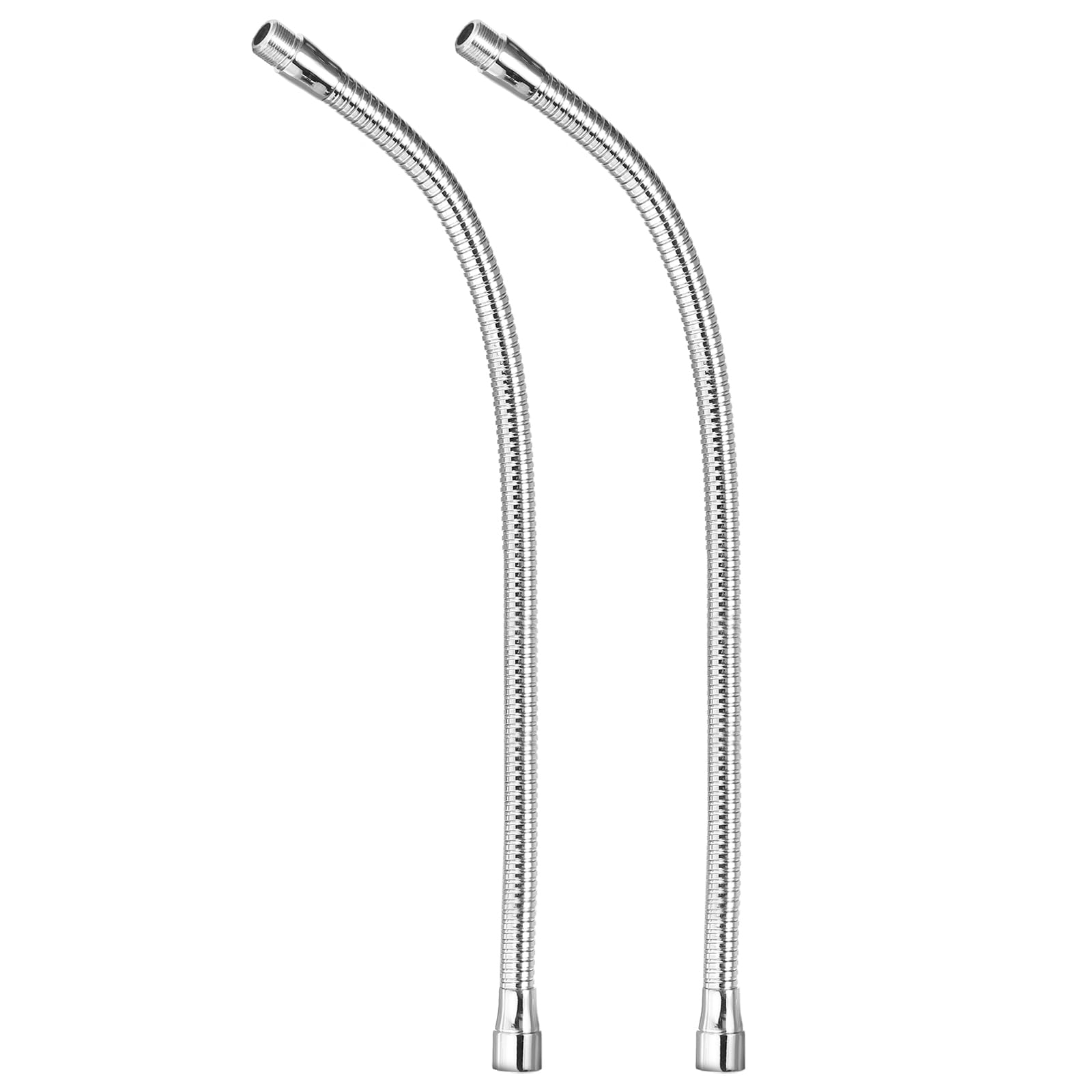 PATIKIL 18" Microphone Gooseneck, 2Pcs 5/8"-27 Thread Metal Universal Hose Flexible Arm Gooseneck Tube Extension for Multifunction DIY, Silver Tone