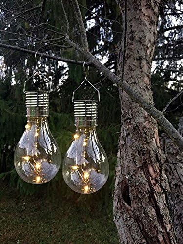 Hanging Solar Light Bulbs with S Hooks, by Industrial Rewind (2pk)