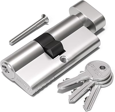 Bwintech 60mm Chrome Euro Cylinder Lock 30/30 with 3 Keys Anti-Pick Drill Bump