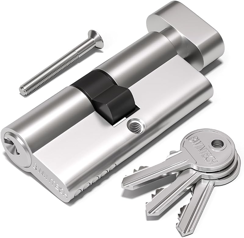 Bwintech 90mm 45T/45 Chrome Euro Cylinder Lock with Thumbturn and 3 Keys