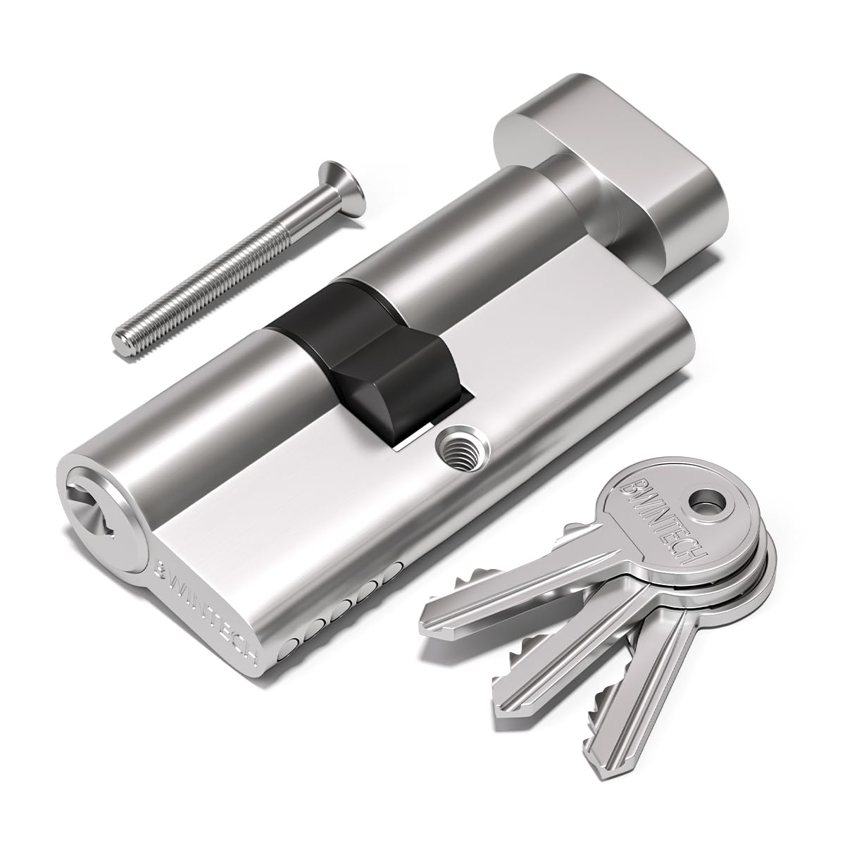 Bwintech 95mm(45T/50) Nickel Euro Cylinder Lock,Door Barrel Lock,Thumbturn Knob with 3 Standard Keys,Anti-Pick,Anti-Bump,Anti Drill,High Security for UPVC,Wooden,Composite Doors