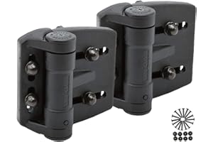 D&D Technologies TCAMA2 Multi-Adjust Regular Duty Gate Hinges, For Self Closing Metal, Wood, Vinyl Gates up to 55 Pounds, 3-Way Adjustable, Gap up to 2", For Square Gate Frame and Post, Black, 2 Count