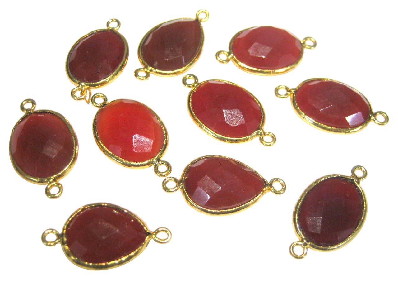 Orange Aventurine Single Gold Plated Bezel Pendant Connector Crystal Healing Gift Fashion Energy Meditation Metaphysical Gemstone