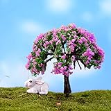 Techinal 1Pcs Artificial Mini Trees, Miniatures Pink Flower Tree for Fairy Garden Dollhose DIY Decor