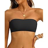 Aqua Eve Women Strapless Bikini Top Only Bandeau Swim Top Tube Top Swimsuit