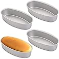 Yesland 4 Packs Oval Cheesecake Pan - 8 Inch Non-Stick Oval Cake Bread and Meat Bakeware - Aluminum Breads Loaf Pans/Cake Mold for Oven, Pot Baking in Home, Kitchen & Bakery Use(Silver)