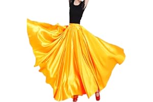 BACKGARDEN Ladies 20 Yard Elegant Satin Long Full Skirt for Ballroom Belly Dance Performance Costume Dress