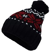WITHMOONS Knit Fairs Isle Nordic Bobble Pom Beanie Hat JZP0026